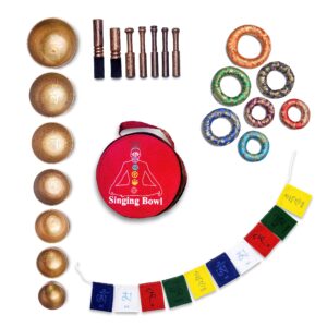 Khusi Tibetan singing bowls chakra sets, hand carved buddha mantra and symbol, sets of seven divine sound bowl.