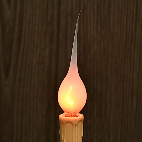 GOOTHY Silicone Dipped Flicker Flame Candle Light Bulbs, 1W Christmas Replacement Bulbs for Electric Window Candles Lamps Chandeliers Outdoor String Lights, C7/E12 Candelabra Base, 120 Volt-12 Pack