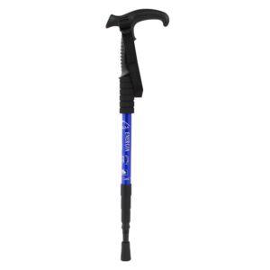 trekking poles, telescopic4 steps 54-113cm (21.3-44.5inch) walking sticks, aluminum alloy eva telescopic walking pole, portable walking cane for hiking camping blue