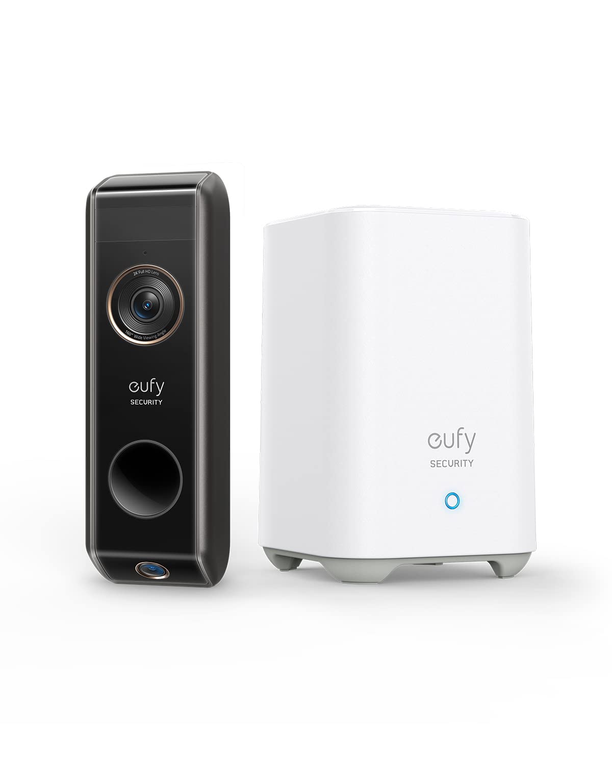 eufy Security Video Doorbell Dual Camera, 2K HD, Wireless, Battery-Powered, HomeBase, Dual Motion Detection, Smart Recognition, No Monthly Fee, 16GB Storage