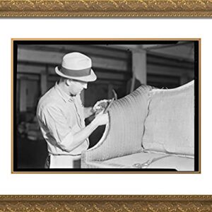 ArtDirect Hine, Lewis Wickes 24x19 Gold Ornate Framed Art Print with Double Matting Titled: High Point North Carolina Upholstering Tomlinson Chair Manufacturing Co. Upholstering Arm