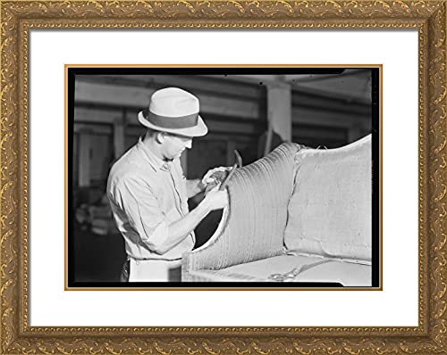 ArtDirect Hine, Lewis Wickes 24x19 Gold Ornate Framed Art Print with Double Matting Titled: High Point North Carolina Upholstering Tomlinson Chair Manufacturing Co. Upholstering Arm