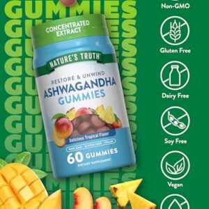 Nature's Truth Ashwagandha Gummies | 60 Tropical Flavor Gummies | Vegan, Non-GMO, & Gluten Free Supplement