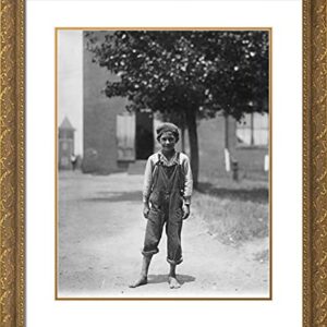 ArtDirect Hine, Lewis Wickes 20x23 Gold Ornate Framed Art Print with Double Matting Titled: Johnnie Beam One of the Young Workers in the Pelzer MFG Co