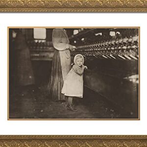 ArtDirect Hine, Lewis Wickes 24x19 Gold Ornate Framed Art Print with Double Matting Titled: Ivey Mill Hickory N. C. Little One Three Years Old Who Visits and Plays in the Mill