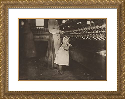 ArtDirect Hine, Lewis Wickes 24x19 Gold Ornate Framed Art Print with Double Matting Titled: Ivey Mill Hickory N. C. Little One Three Years Old Who Visits and Plays in the Mill