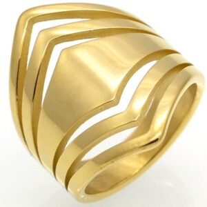 Jude Jewelers Stainless Steel Chevron Style Chunky Wrap Statement Promise Anniversary Birthday Festival Party Ring (Gold, 13)