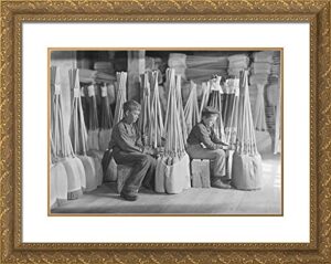 artdirect hine, lewis wickes 24x19 gold ornate framed art print with double matting titled: boys in packing room brown mfg co. evansville indiana