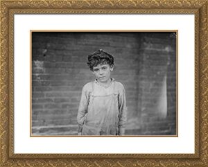 artdirect hine, lewis wickes 24x19 gold ornate framed art print with double matting titled: one of the young doffers working in pell city cotton mill