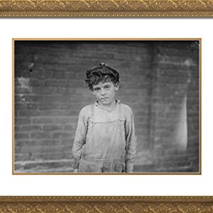 ArtDirect Hine, Lewis Wickes 24x19 Gold Ornate Framed Art Print with Double Matting Titled: One of the Young Doffers Working in Pell City Cotton Mill