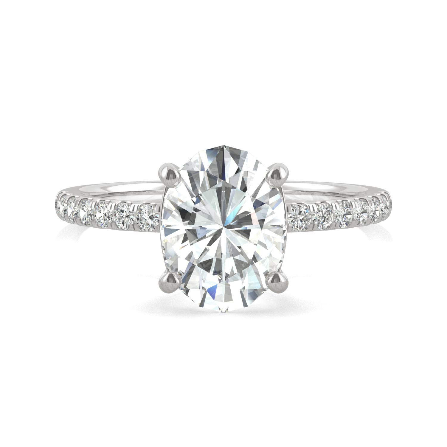 14K White Gold Moissanite by Charles & Colvard 9x7mm Oval Engagement Ring-size 5.5 2.34cttw DEW