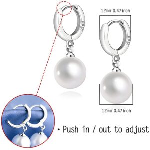 Jugalstar 925 Sterling Silver Hoop Earring Hypoallergenic Pearl Drop Dangle Earrings for Woman of Birthday Gifts