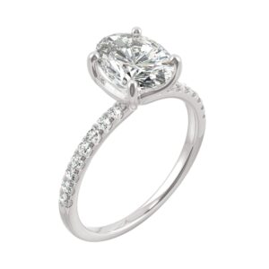 14K White Gold Moissanite by Charles & Colvard 9x7mm Oval Engagement Ring-size 5.5 2.34cttw DEW