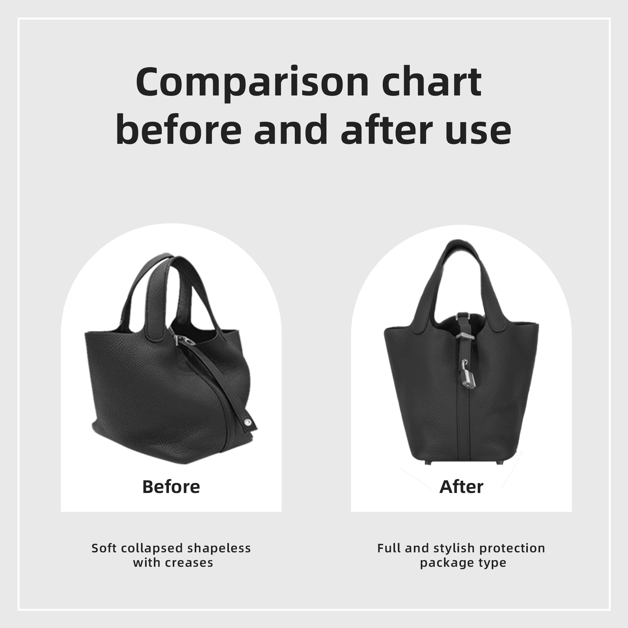 DGAZ Purse Organizer Silky Smooth,Silk,Luxury Handbag Tote in Bag Shapers, Women- Fits picotin18/22Bags (Black, PC18)