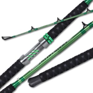 fiblink catfish fishing rod 1 piece/2 piece catfishing fishing pole portable travel heavy cat catfish casting rod (6'/6'6"/7'/8'/9') (9' - 2pcs - green)