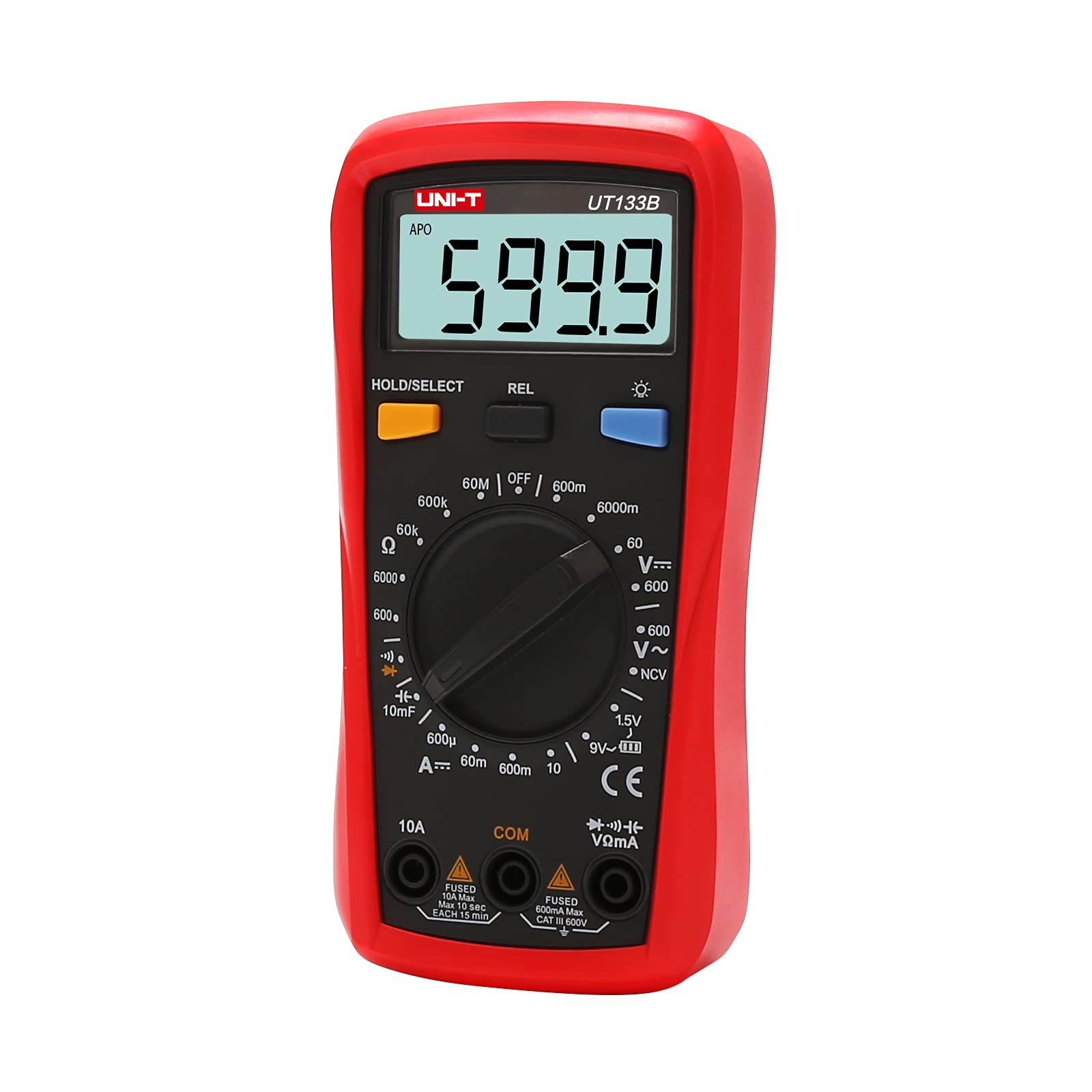 UNI-T Digital Multimeter Tester UT133B, AC DC Voltage Current Dmm Multimeter 6000 Counts NCV Measures Volt Amp Ohm Capacitance Continuity Buzzer Diode Test Battery Test, Palm Size Backlight Data Hold