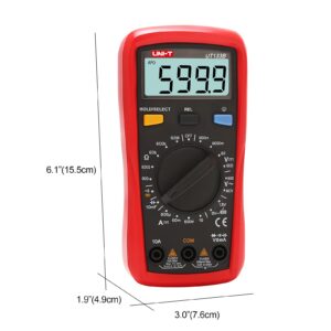 UNI-T Digital Multimeter Tester UT133B, AC DC Voltage Current Dmm Multimeter 6000 Counts NCV Measures Volt Amp Ohm Capacitance Continuity Buzzer Diode Test Battery Test, Palm Size Backlight Data Hold