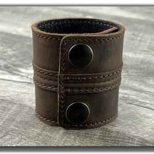 Anthology Gear Stylish Leather Cuff Bracelet Full Grain Wide Wristband For Men and Women (Unisex) Adjustable to 6" or 7 1/4" (Whiskey Brown, Small/Medium)