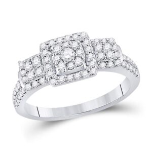 dazzlingrock collection 10kt white gold round diamond square bridal wedding engagement ring 1/2 cttw