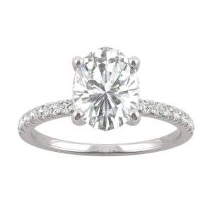 14K White Gold Moissanite by Charles & Colvard 9x7mm Oval Engagement Ring-size 5.5 2.34cttw DEW