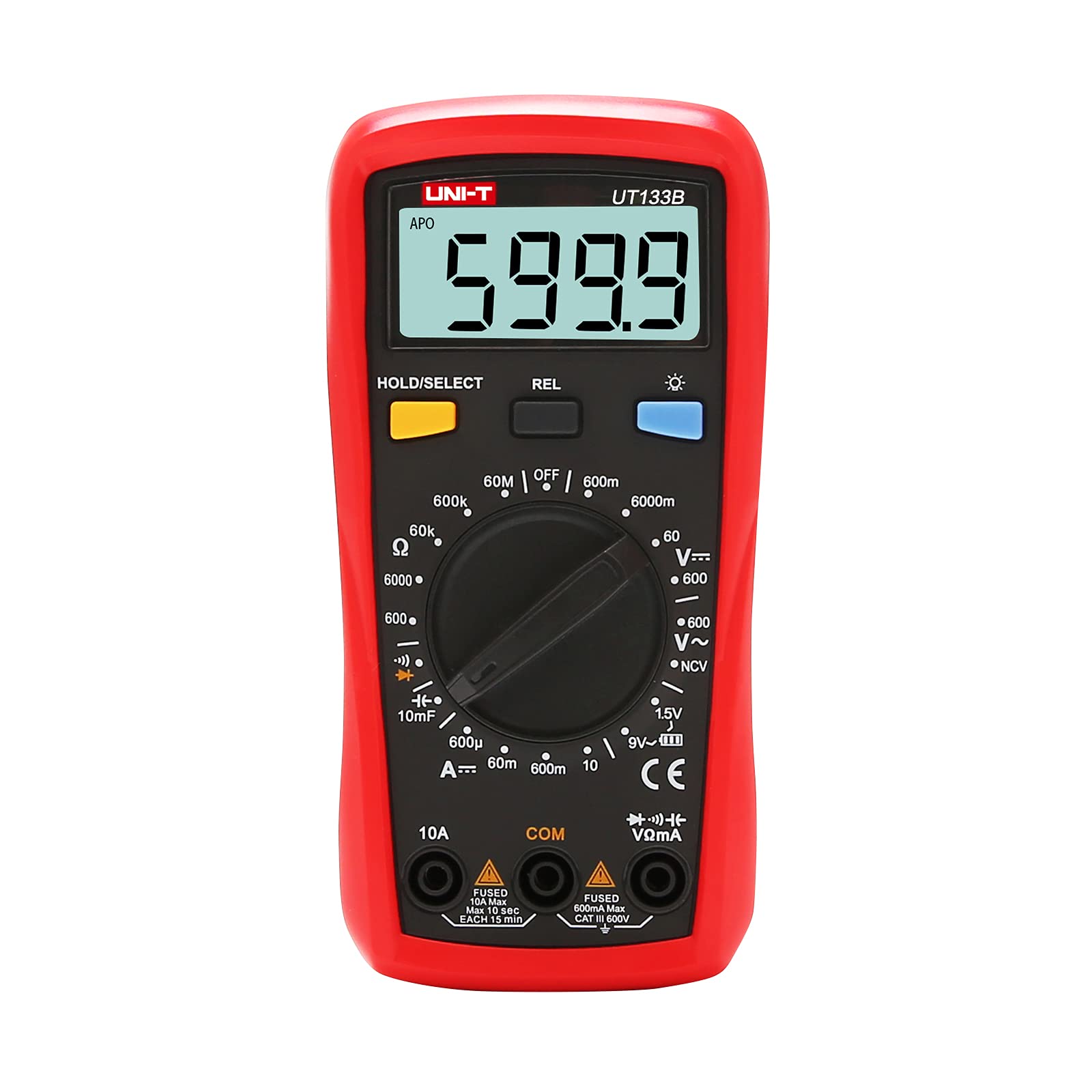 UNI-T Digital Multimeter Tester UT133B, AC DC Voltage Current Dmm Multimeter 6000 Counts NCV Measures Volt Amp Ohm Capacitance Continuity Buzzer Diode Test Battery Test, Palm Size Backlight Data Hold