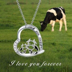 MISTBEE Mothers Day Gifts for Mom Women Cow Gifts for Women 925 Sterling Silver Cow Necklace Pendant Cow Jewelry Gifts for Mother Her