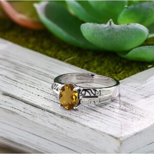 Gem Stone King 1.00 Ct Oval Whiskey Quartz 925 Sterling Silver Ring (Size 9)