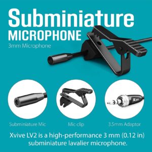 Xvive LV2 Professional-Grade Wearable Microphone for Wireless Lavalier Microphone System for Camera