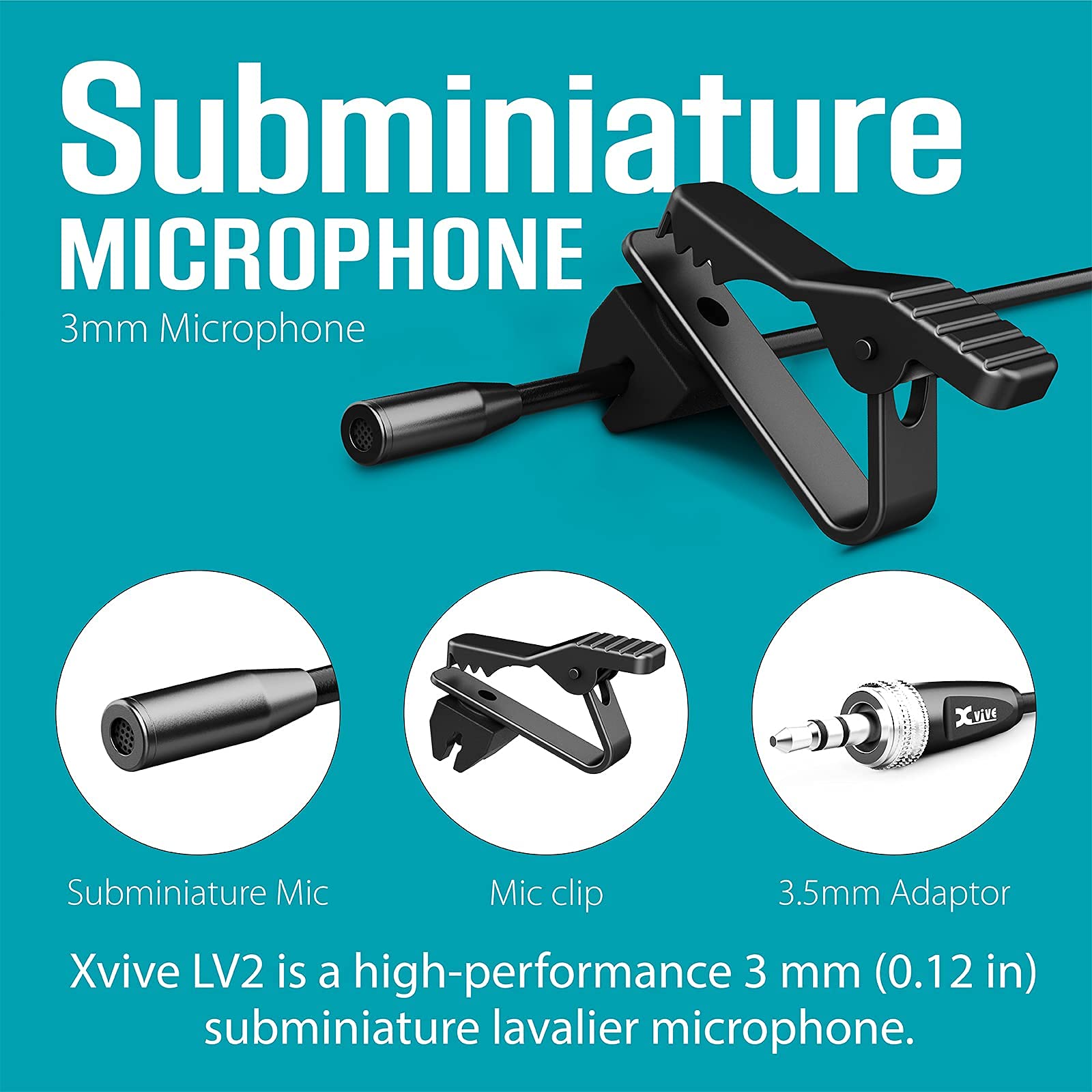 Xvive LV2 Professional-Grade Wearable Microphone for Wireless Lavalier Microphone System for Camera