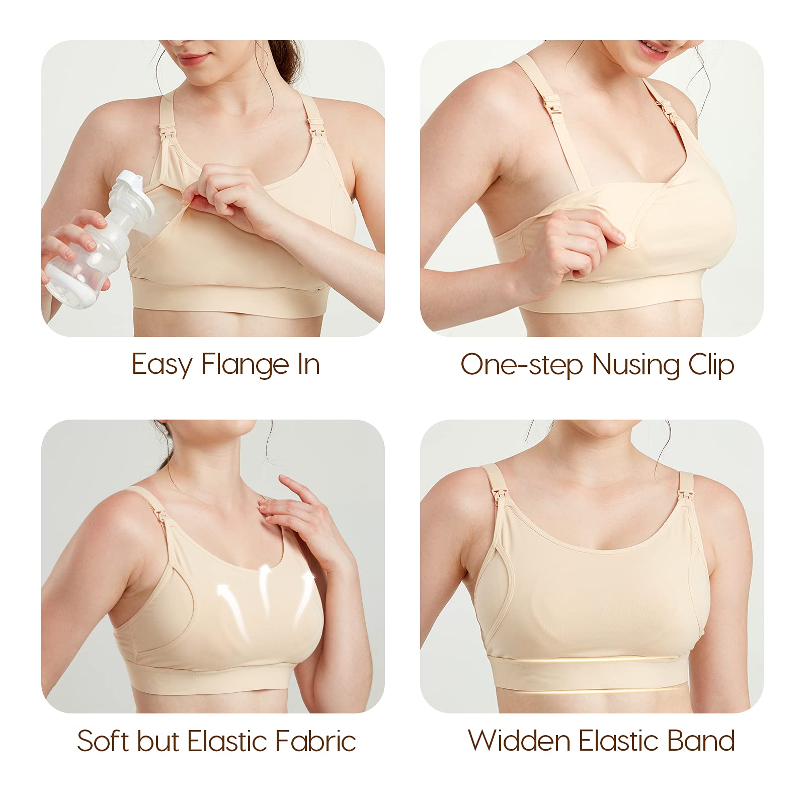 Lupantte Pumping Bra Hands Free 2 Pack, Supportive Comfortable Breast Pump Bra with Pads, All Day Wear Pumping and Nursing Bra in One Breast Pump for Medela, Spectra, Momcozy, etc. (X-Large)