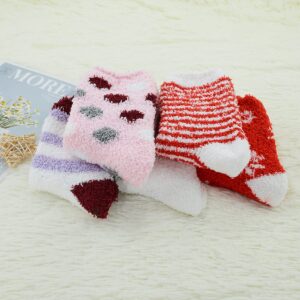 Century Star Womens Fuzzy Socks Soft Fluffy Socks Warm Cozy Socks Sports Athletic Socks Winter Gifts Socks For Christmas 5 Pairs Red Set One Size