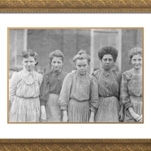 ArtDirect Hine, Lewis Wickes 24x19 Gold Ornate Framed Art Print with Double Matting Titled: Some Adolescents in Bibb MFG Co. Macon, GA