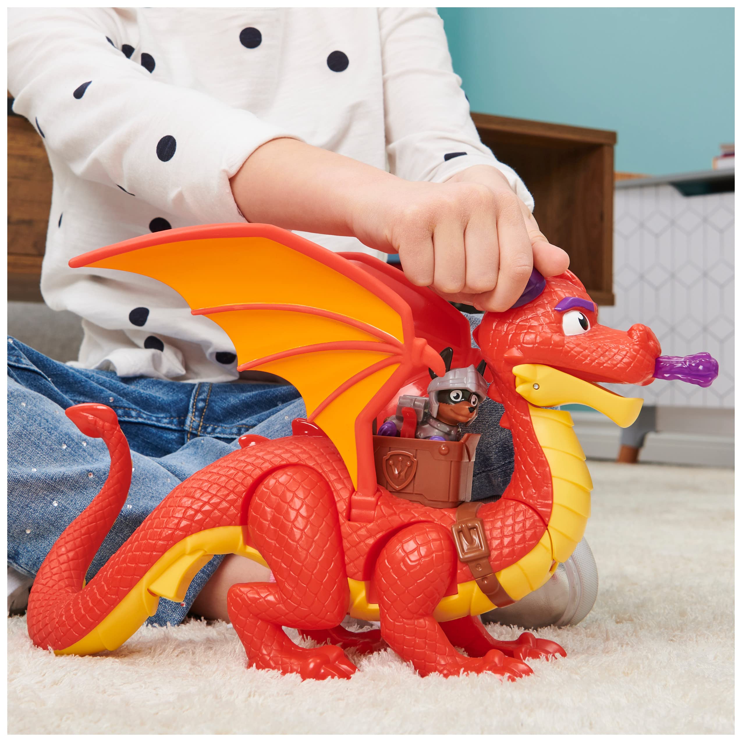 Paw Patrol, Rescue Knights Sparks The Dragon with Super Wings and Pup Claw Action Figures, Kids Toys for Ages 3 and up