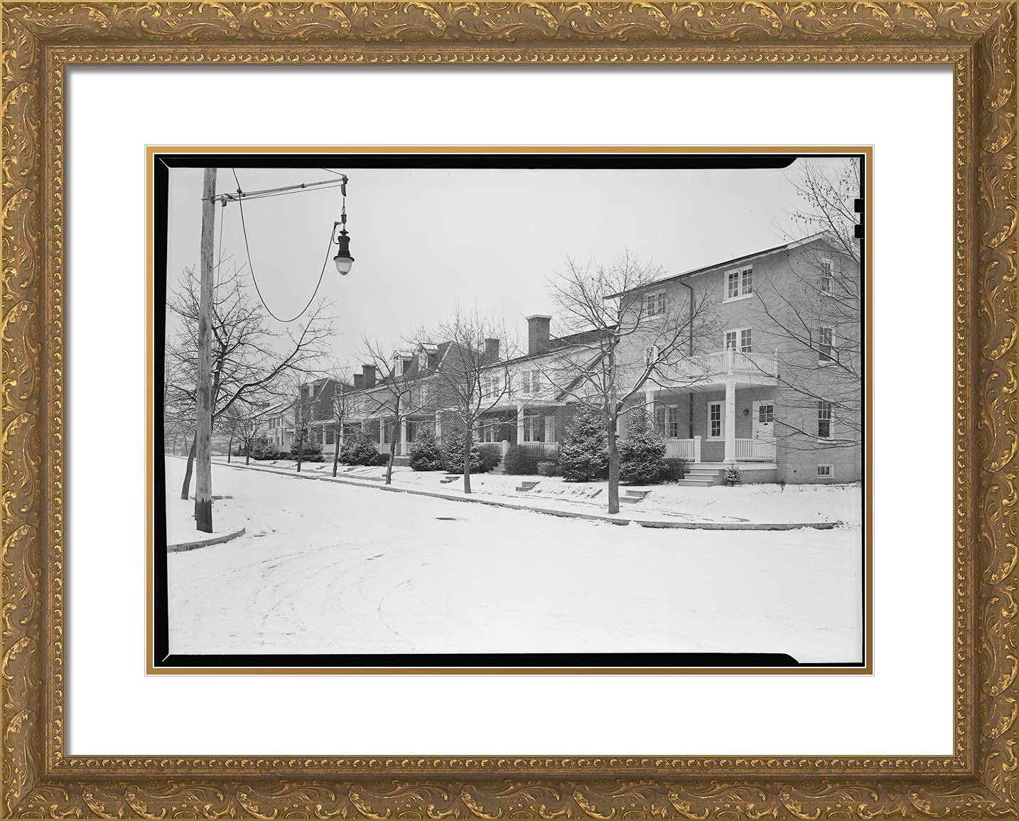 ArtDirect Hine, Lewis Wickes 24x20 Gold Ornate Framed Art Print with Double Matting Titled: Lancaster, Pennsylvania Housing Houses Erected by Hamilton Development Company