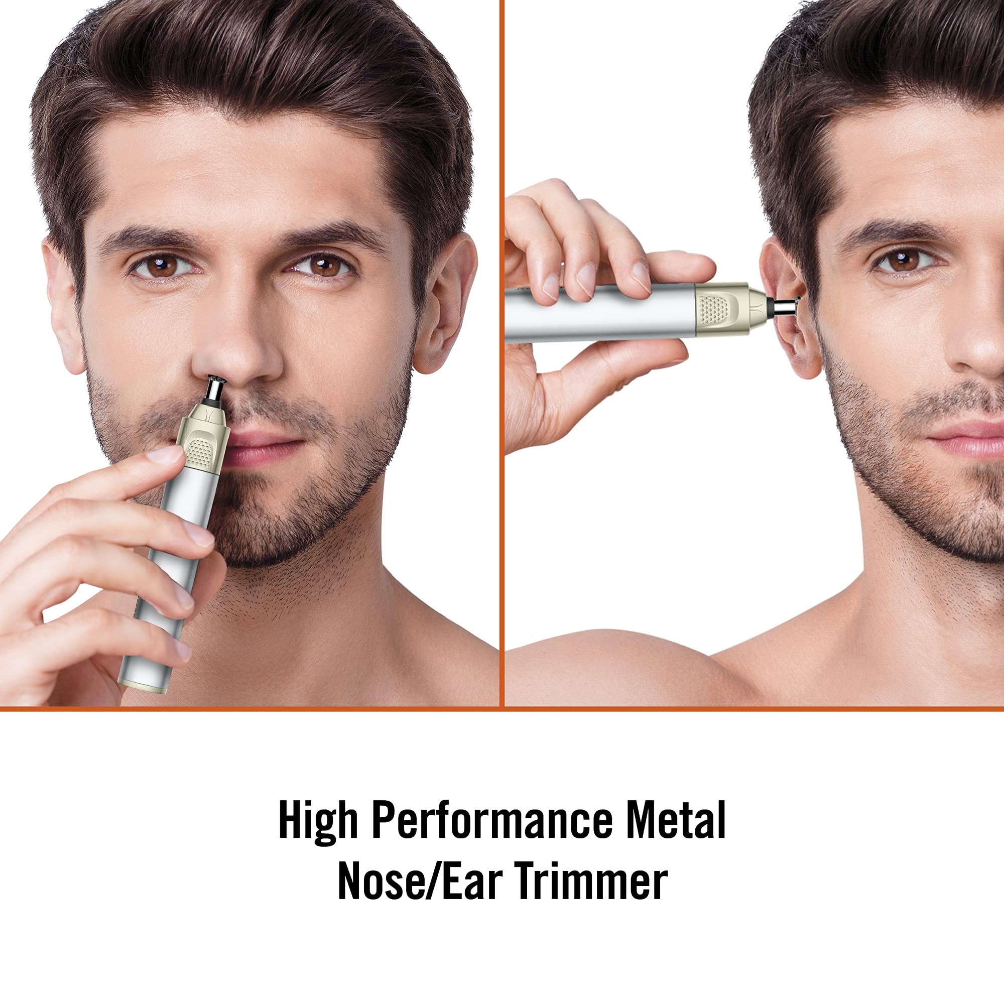 ConairMan Nose Hair Trimmer for Men, For Nose, Ear, and Eyebrows, Patent 360 Bevel Blade for No Pull, No Snag Trimming Experience, Cordless High Performance Metal Trimmer