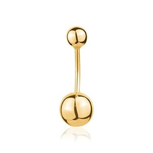 14k Yellow Gold Barbell Belly Button Ring for Women 16g Navel Rings Barbell Real Gold Body Piercing Jewelry