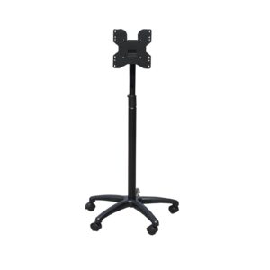 qtbh monitor arm floor-standing monitor mount stand 43.3 inch high single monitor stand mobile cart 14"-32" monitor stand mount with 5 rollers, hold up to 44lbs monitor desk mount