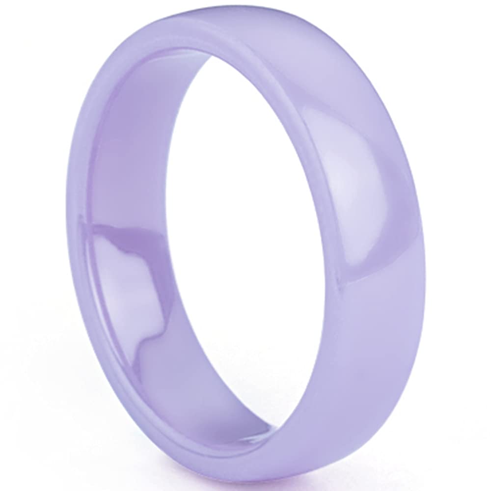 Jude Jewelers Stainless Steel Classic Simple Plain Dome Style Ceramic Wedding Band Ring (Light Purple, 10)