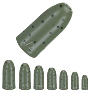 reaction tackle tungsten bullet fishing weights/worm sinkers for bass fishing - 1/16 never chip green pumpkin