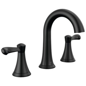 delta faucet esato widespread bathroom faucet 3 hole, matte black bathroom faucet, bathroom sink faucet, drain assembly included, matte black 35897lf-bl