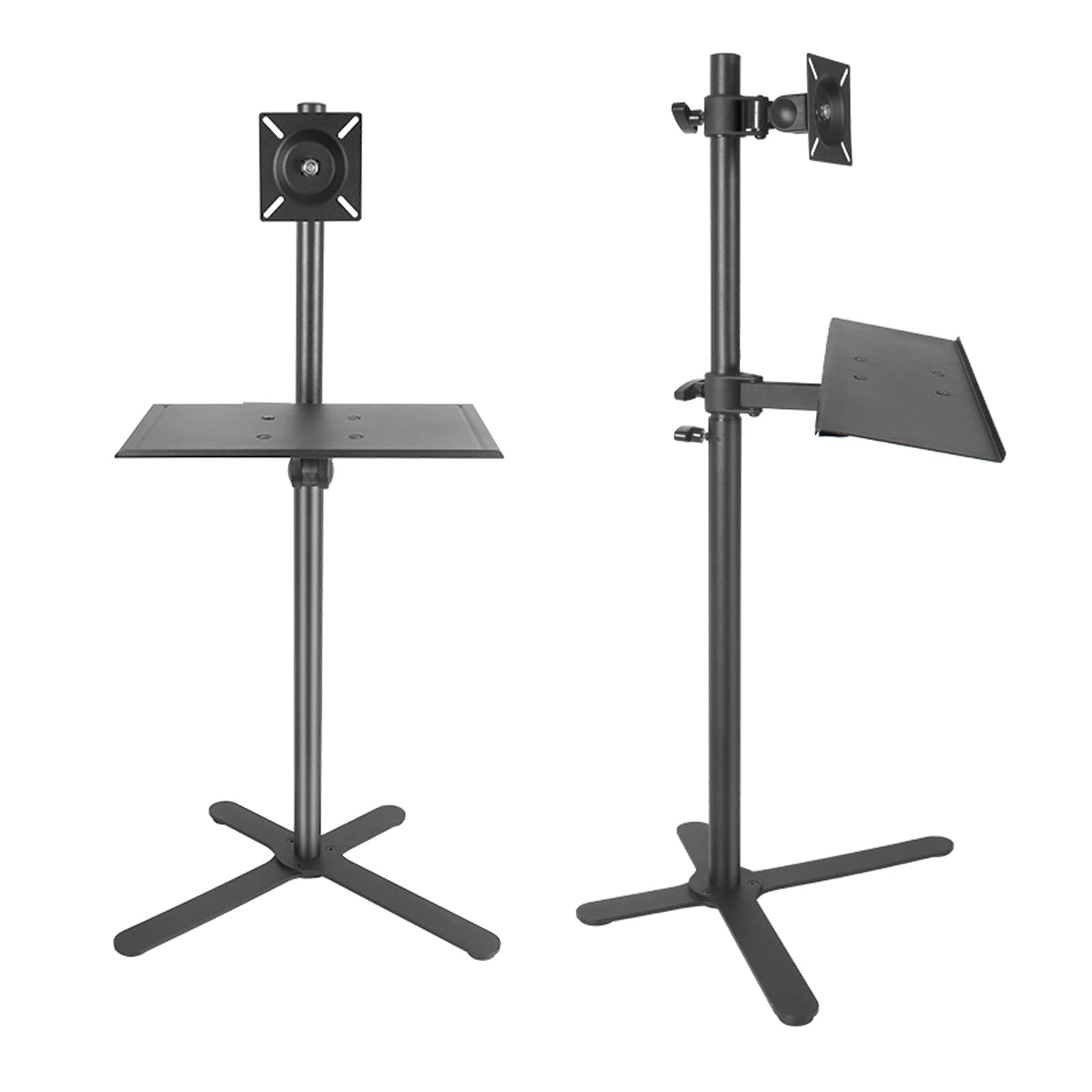 QTBH Monitor Arm Floor-Standing Monitor Stand 12"-27" Movable Single Monitor Stand Mount Height-Adjustable Monitor Stand with Keyboard Bracket, Holds Up to 44lbs Monitor Desk Mount (Style : B)