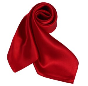 andantino 100% pure mulberry silk square scarf for hair-27''x27''- women men natural silk neckerchief digital printed headscarf (red-solid color)