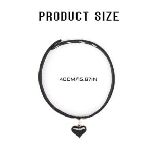 EVILD Punk Leather Choker Black PU Collar Choker Heart Circle Pendant Gothic Chokers Rock Adjustable Choker Necklace for Women (Circle)