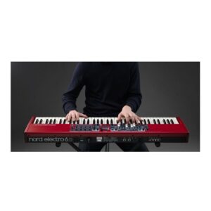 Nord Electro 6D 73 73-Note Semi-Weighted Waterfall Keybed Bundle with Adjustable Keyboard Stand, Adjustable Double X Bench, Sustain Pedal, and Closed-Back Headphones (5 Items)