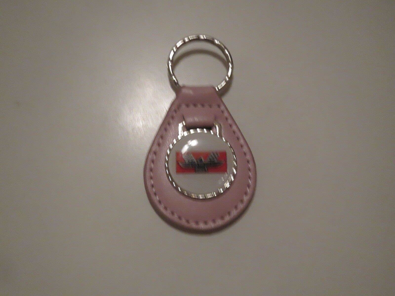 1962 1963 1964 GALAXIE 390 BIRD WHITE RED & GOLD LOGO LEATHER KEYCHAIN - PINK