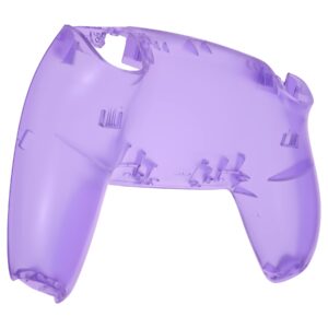 eXtremeRate Full Set Shell with Buttons Touchpad Cover, Clear Atomic Purple Custom Replacement Decorative Trim Shell Front Back Plates Compatible with p s 5 Controller BDM-030 BDM-040 BDM-050