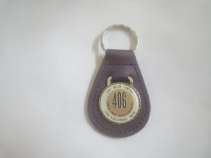 1962 1963 1964 galaxie 406 high performance engine logo leather keychain - purple