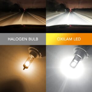 OXILAM H7 LED Bulbs 400% Brighter, 6500K Cool White 8 LED Chips No Dark Spot, 1:1 Size No Adapter Required, All-in-One Forward Light Fog Lights Replacement, Pack of 2