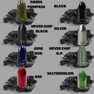 Reaction Tackle Tungsten Bullet Fishing Weights/Worm Sinkers for Bass Fishing - 1/16 Never Chip Green Pumpkin