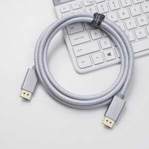 IVANKY DisplayPort Cable, DP Cable 6.6ft/2M, [4K@60Hz, 2K@165Hz, 2K@144Hz], Gold-Plated Braided High Speed DisplayPort 1.2 Cable, for Gaming Monitor, Graphics Card, TV, PC, Laptop - Silver Grey